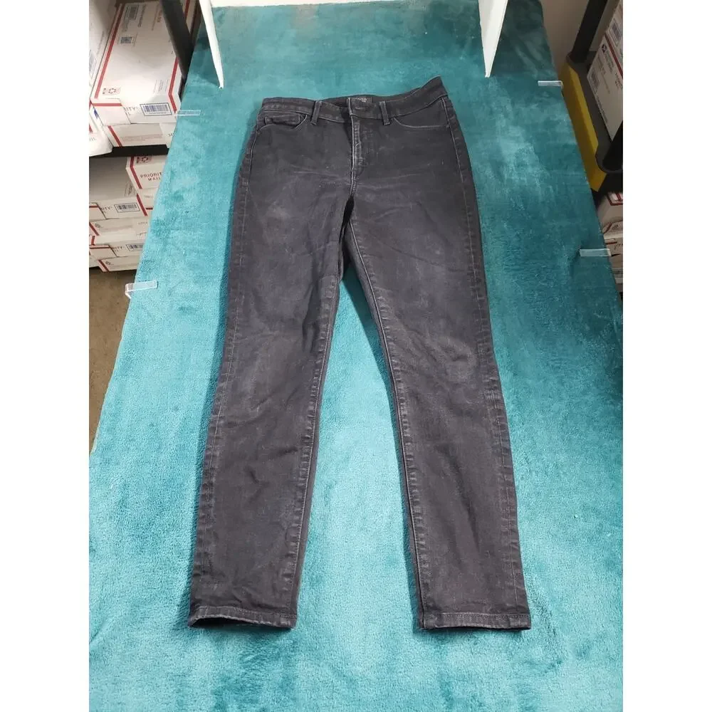 Ann Taylor Jeans Size 6 Petite Women Black Pants Denim Stretch Mid Rise Skinny